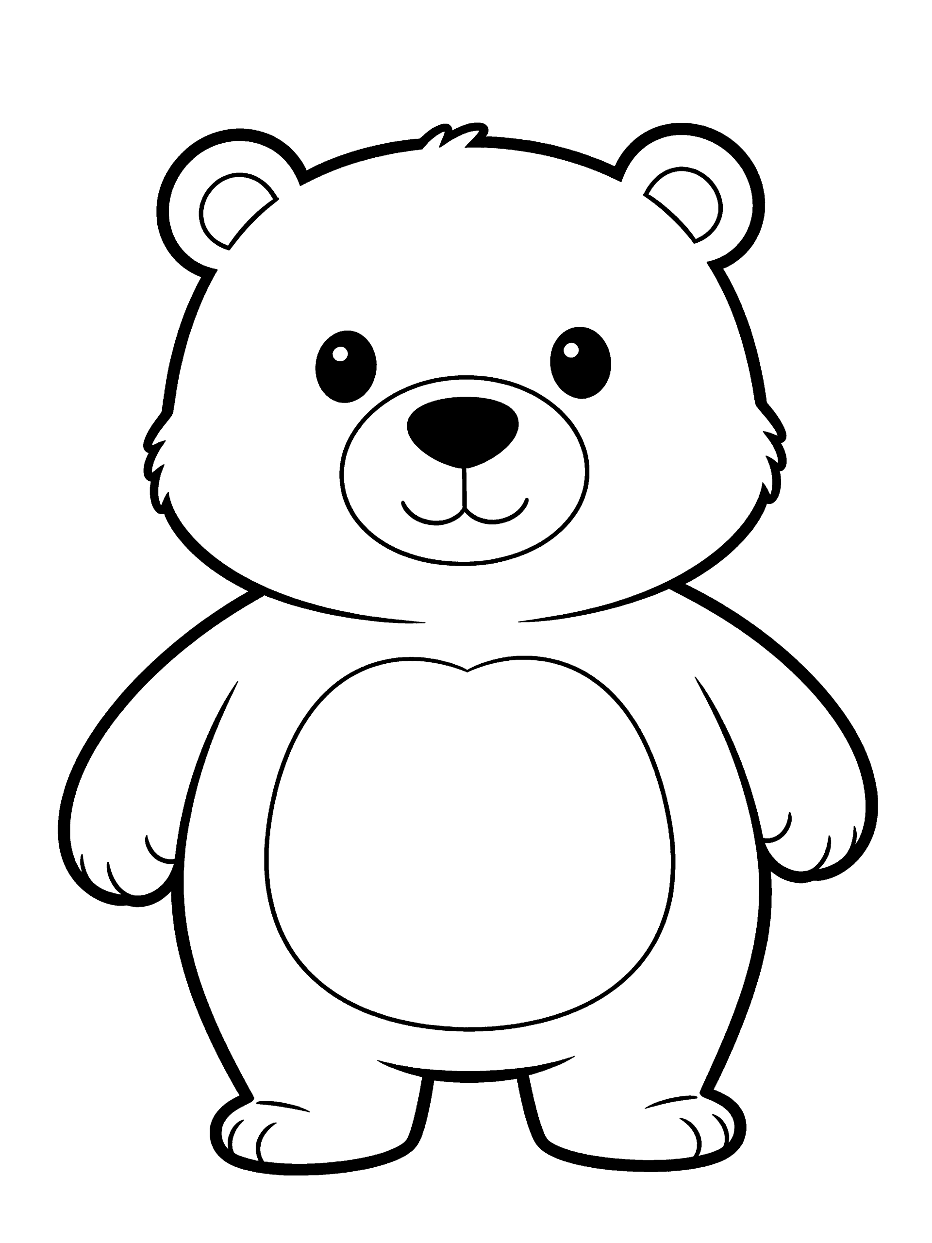 Bear Coloring Page – free printable black and white line art