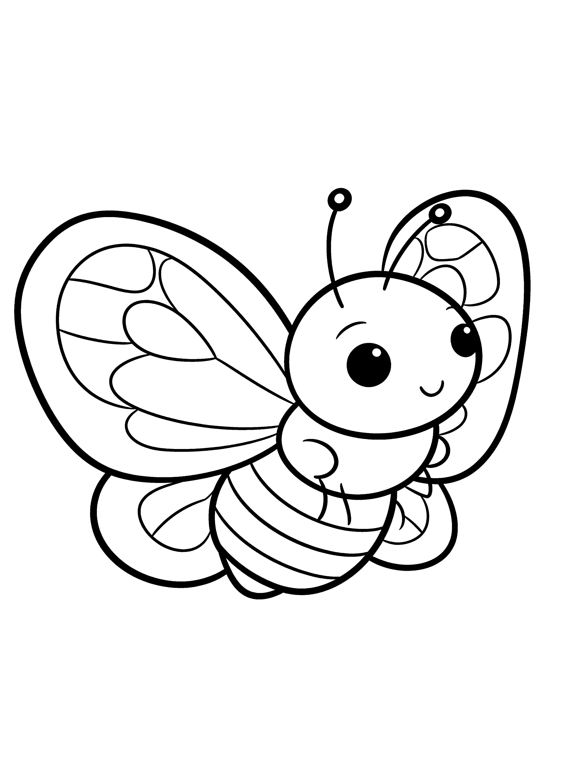 Butterfly Tiny Baby Butterfly Coloring Page – free printable black and white line art