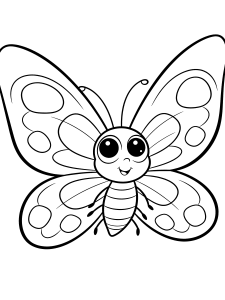Butterfly with Big Patterned Coloring Page – free printable black and white line art
