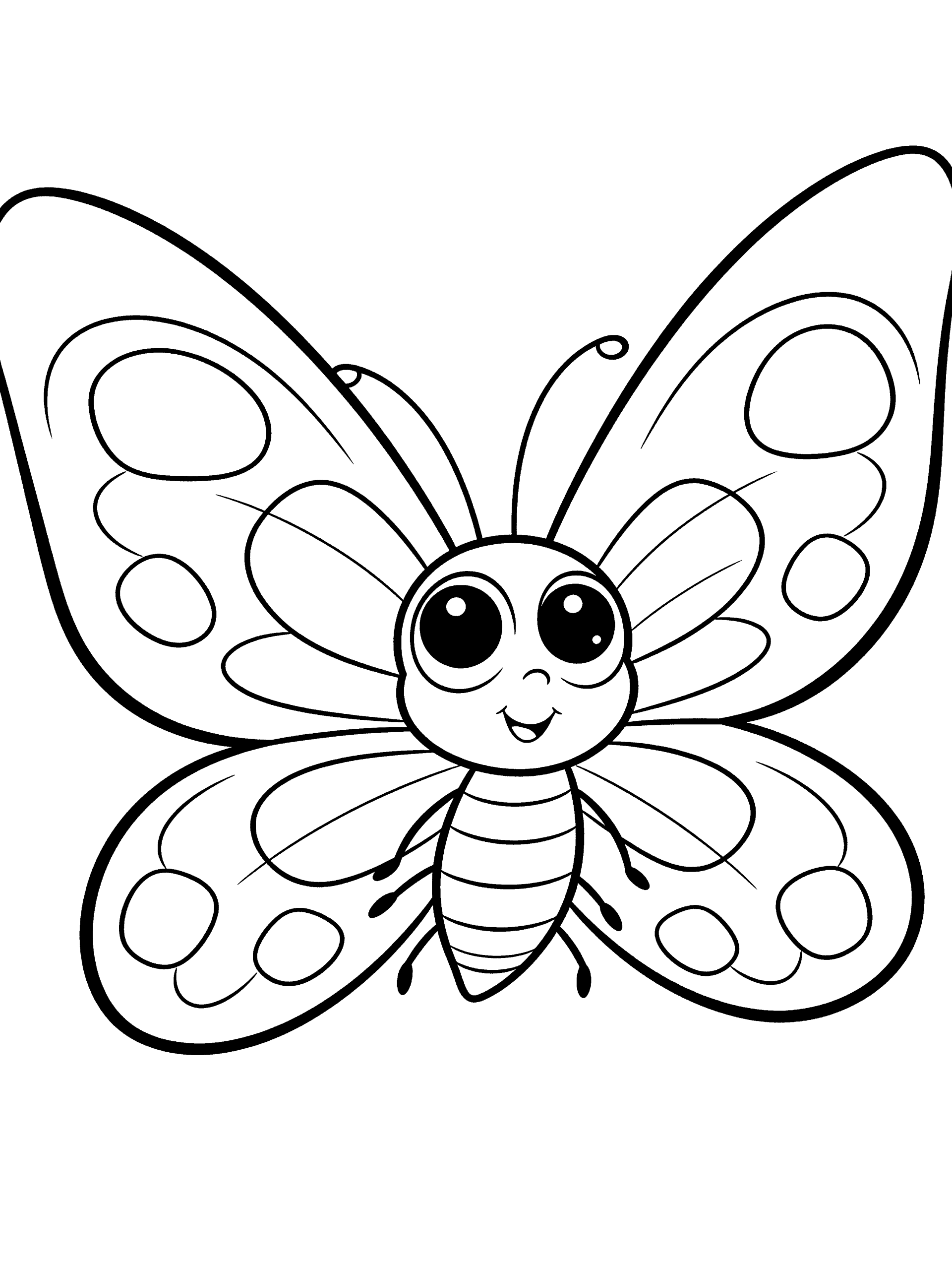 Butterfly with Big Patterned Coloring Page – free printable black and white line art
