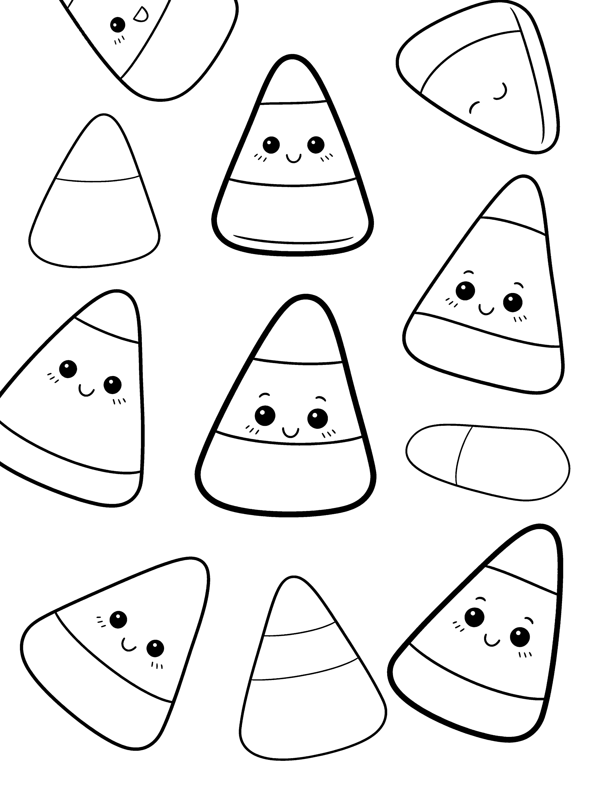 Candy Corn Coloring Page – free printable black and white line art