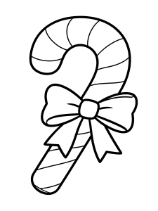 Christmas Candy Cane with Coloring Page – free printable black and white line art