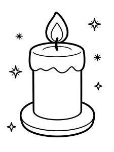 Christmas Christmas Candle Coloring Page – free printable black and white line art