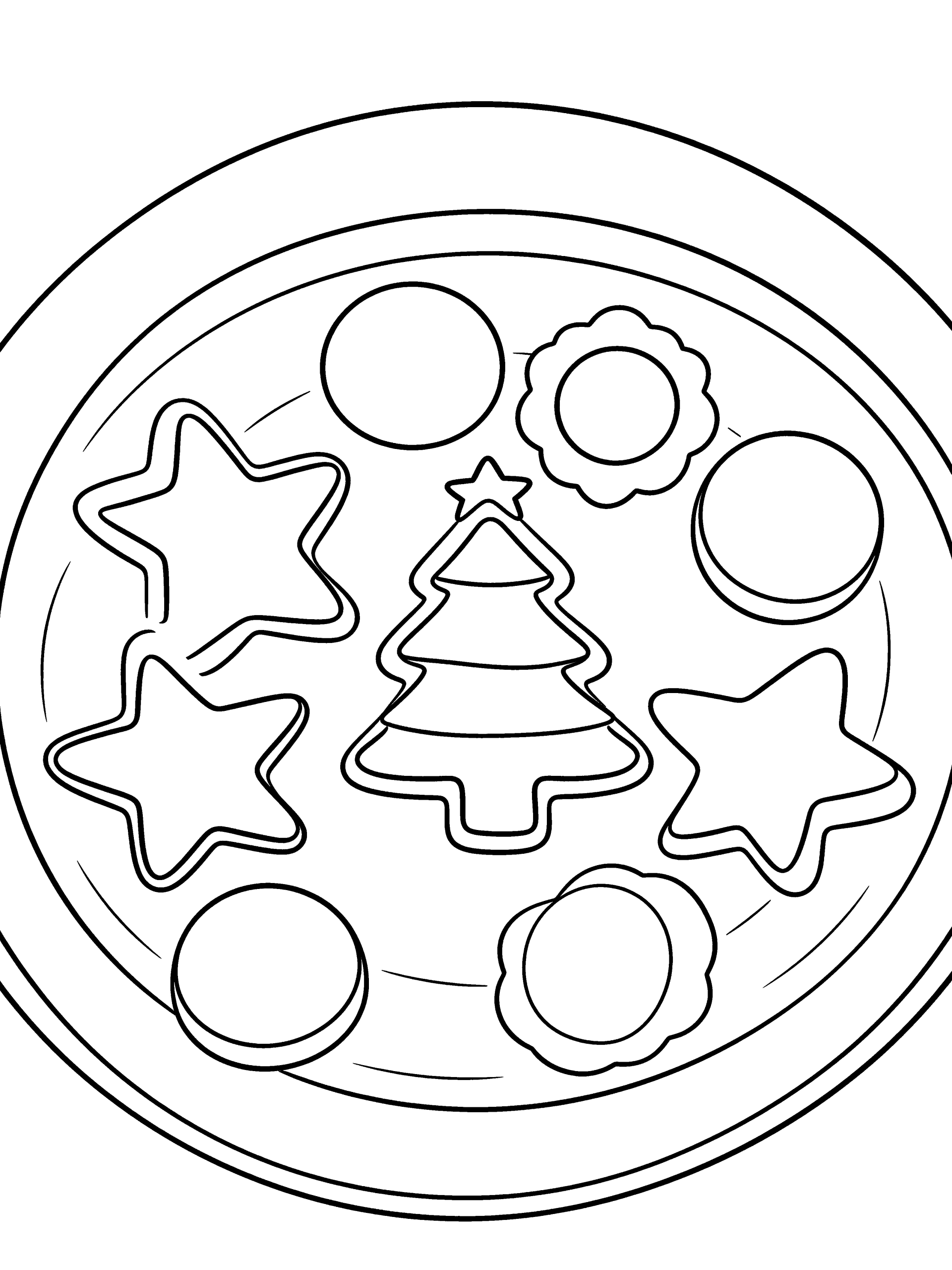 Christmas Christmas Cookies on Coloring Page – free printable black and white line art