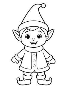 Christmas Christmas Elf Coloring Page – free printable black and white line art