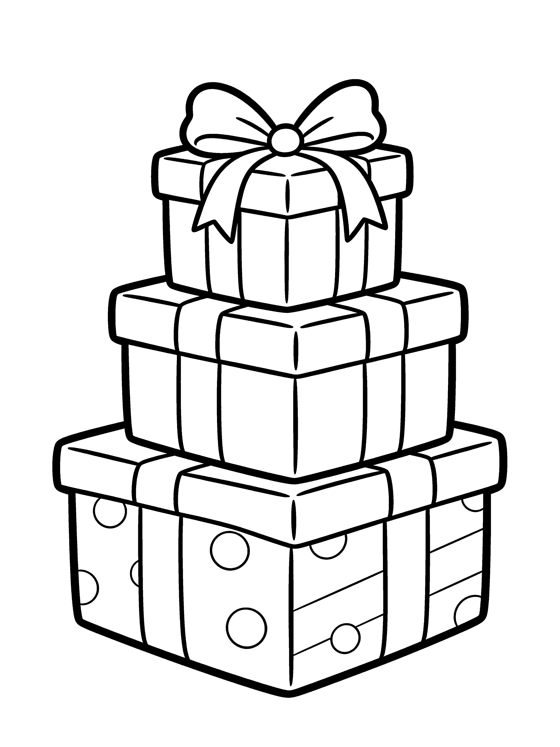 Christmas Christmas Gift Boxes Coloring Page – free printable black and white line art