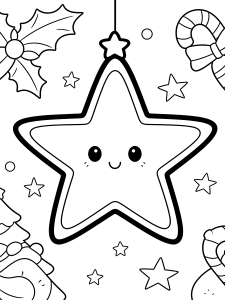 Christmas Christmas Star Coloring Page – free printable black and white line art