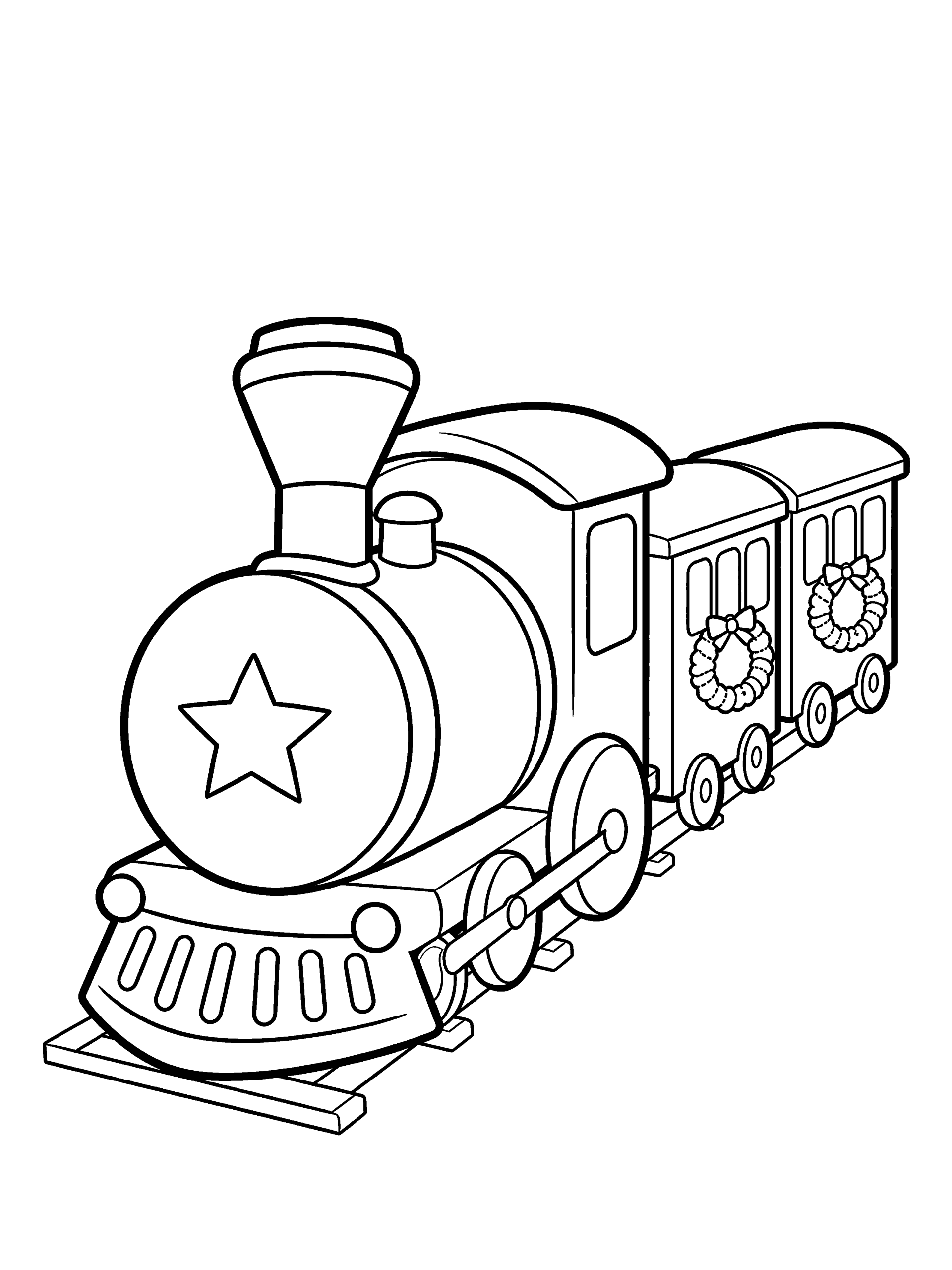 Christmas Christmas Train Coloring Page – free printable black and white line art