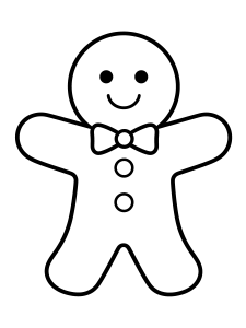 Christmas Gingerbread Man Coloring Page – free printable black and white line art