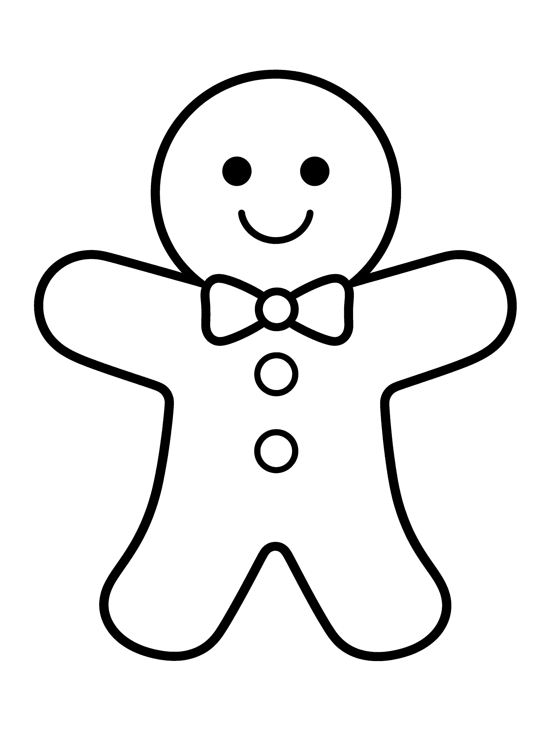 Christmas Gingerbread Man Coloring Page – free printable black and white line art