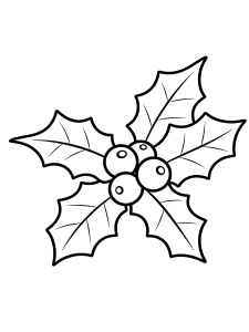 Christmas Holly and Berries Coloring Page – free printable black and white line art