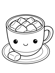 Christmas Hot Cocoa Mug Coloring Page – free printable black and white line art