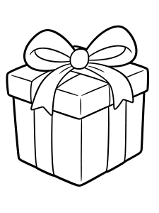 Christmas Present Coloring Page – free printable black and white line art