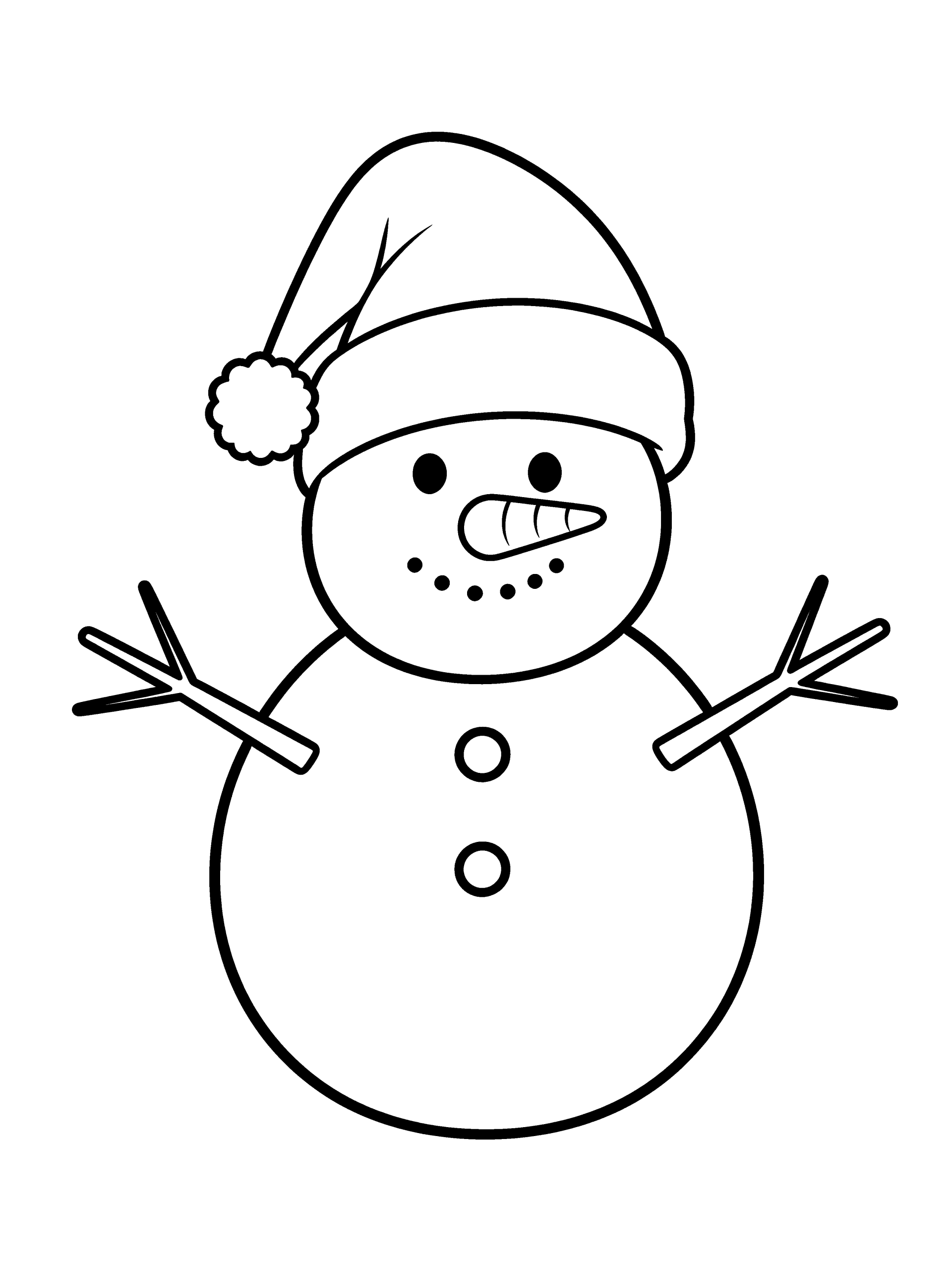 Christmas Santa Hat on Coloring Page – free printable black and white line art