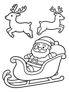 Christmas Santa's Sleigh Coloring Page – free printable black and white line art