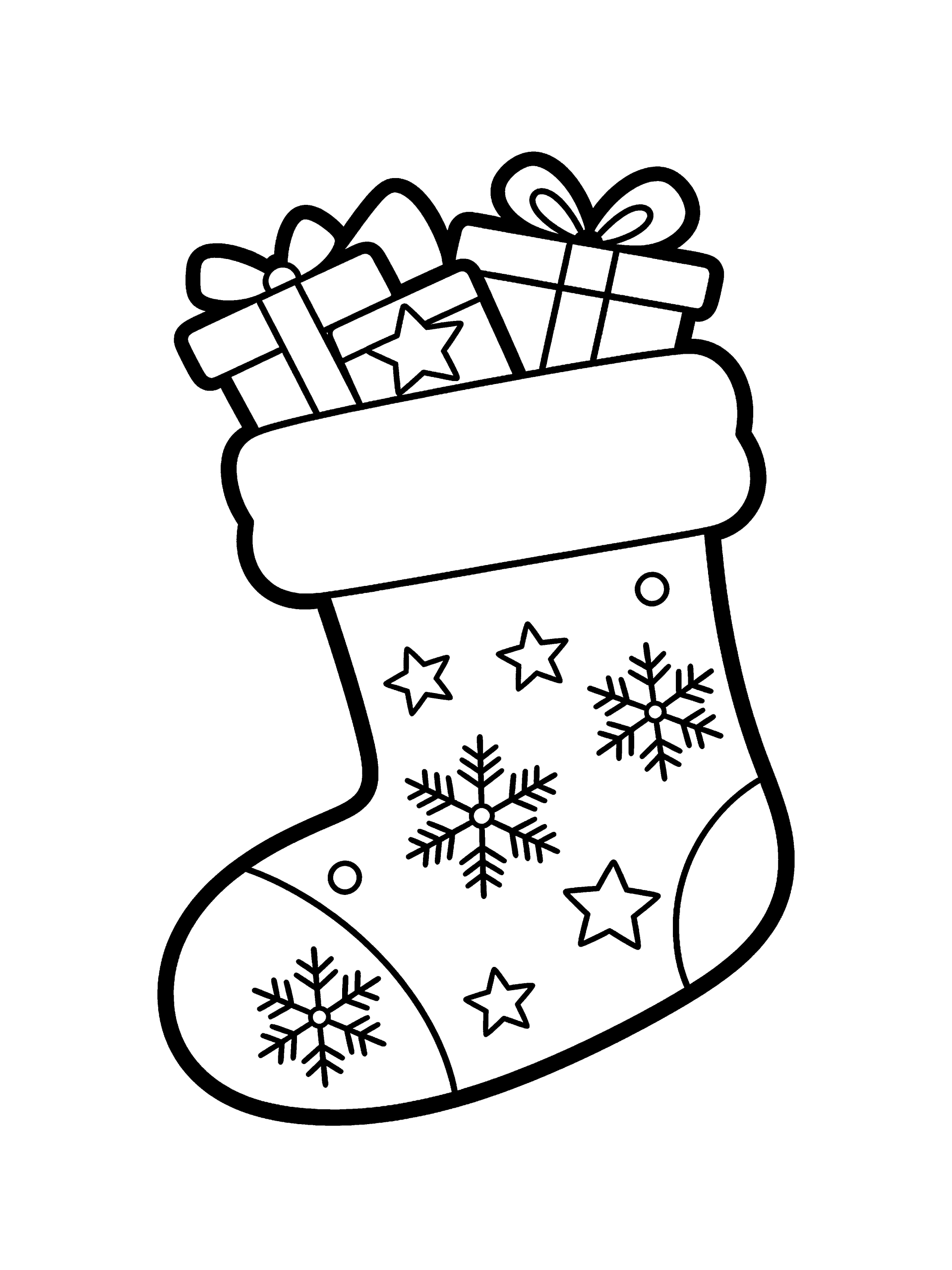 Christmas Stocking Coloring Page – free printable black and white line art