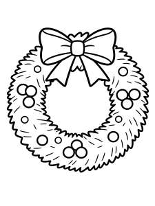 Christmas Wreath Coloring Page – free printable black and white line art
