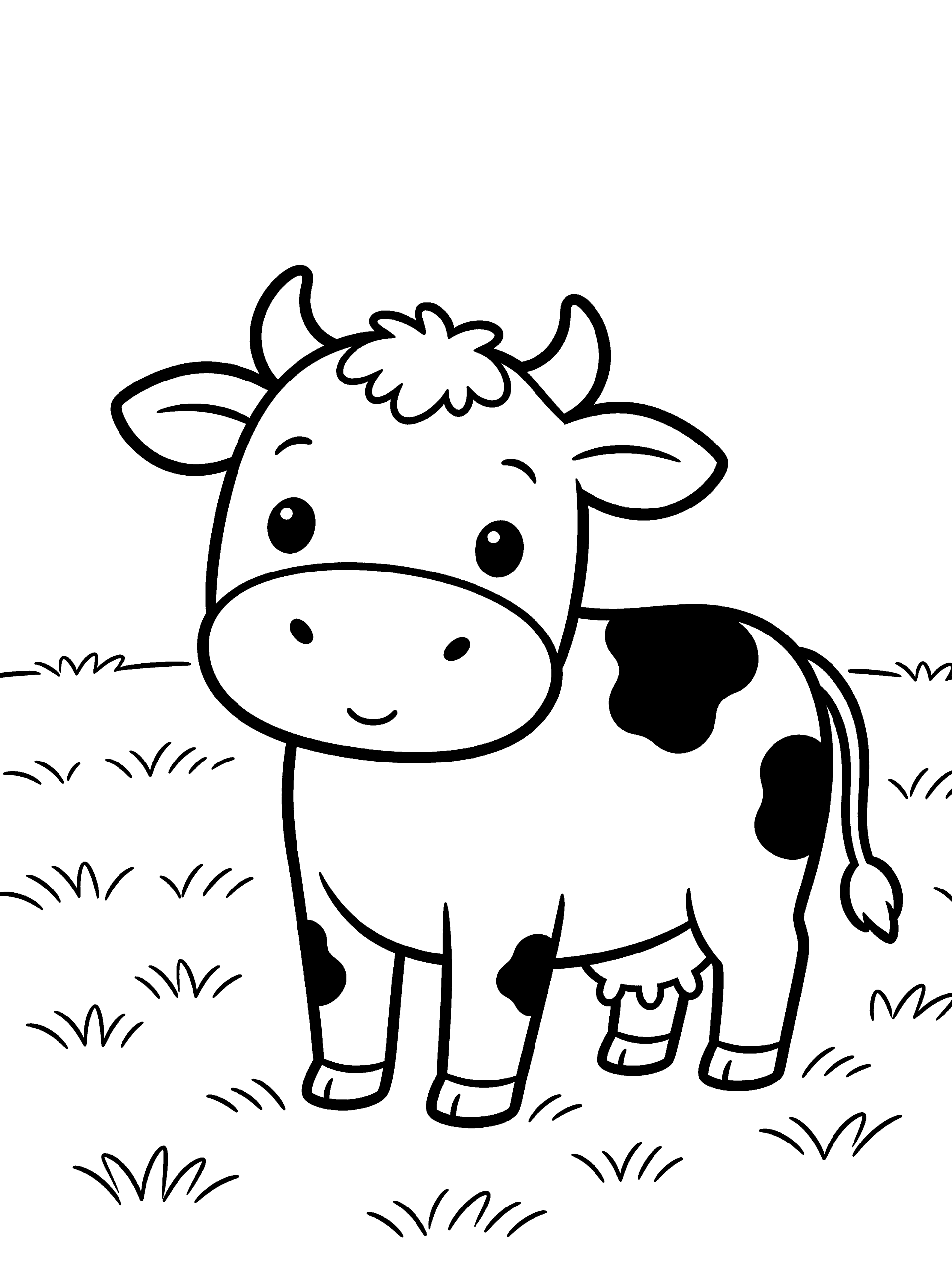 Cow Coloring Page – free printable black and white line art
