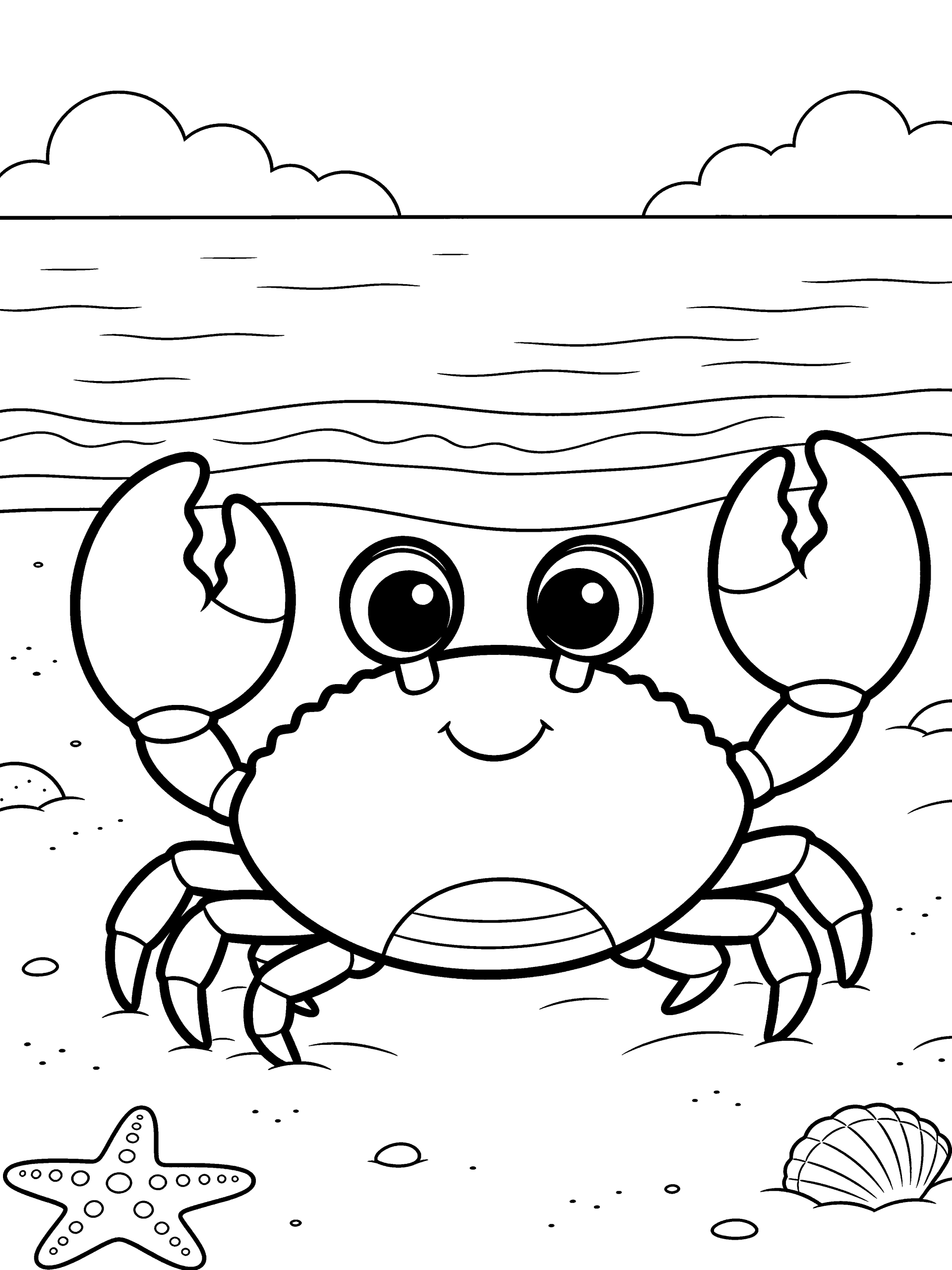 Crab Coloring Page – free printable black and white line art
