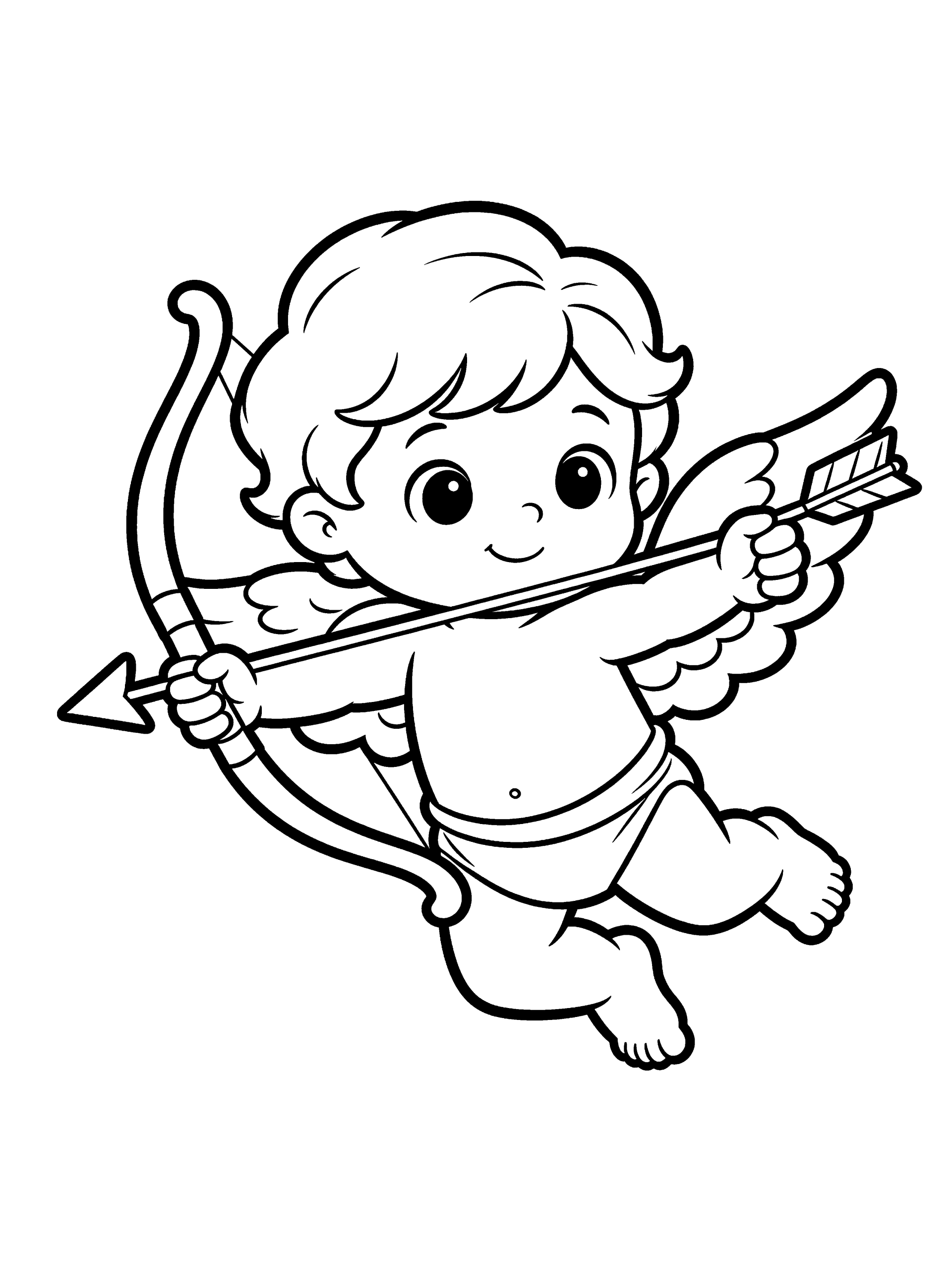 Cupid Coloring Page – free printable black and white line art