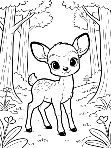 Deer Coloring Page – free printable black and white line art