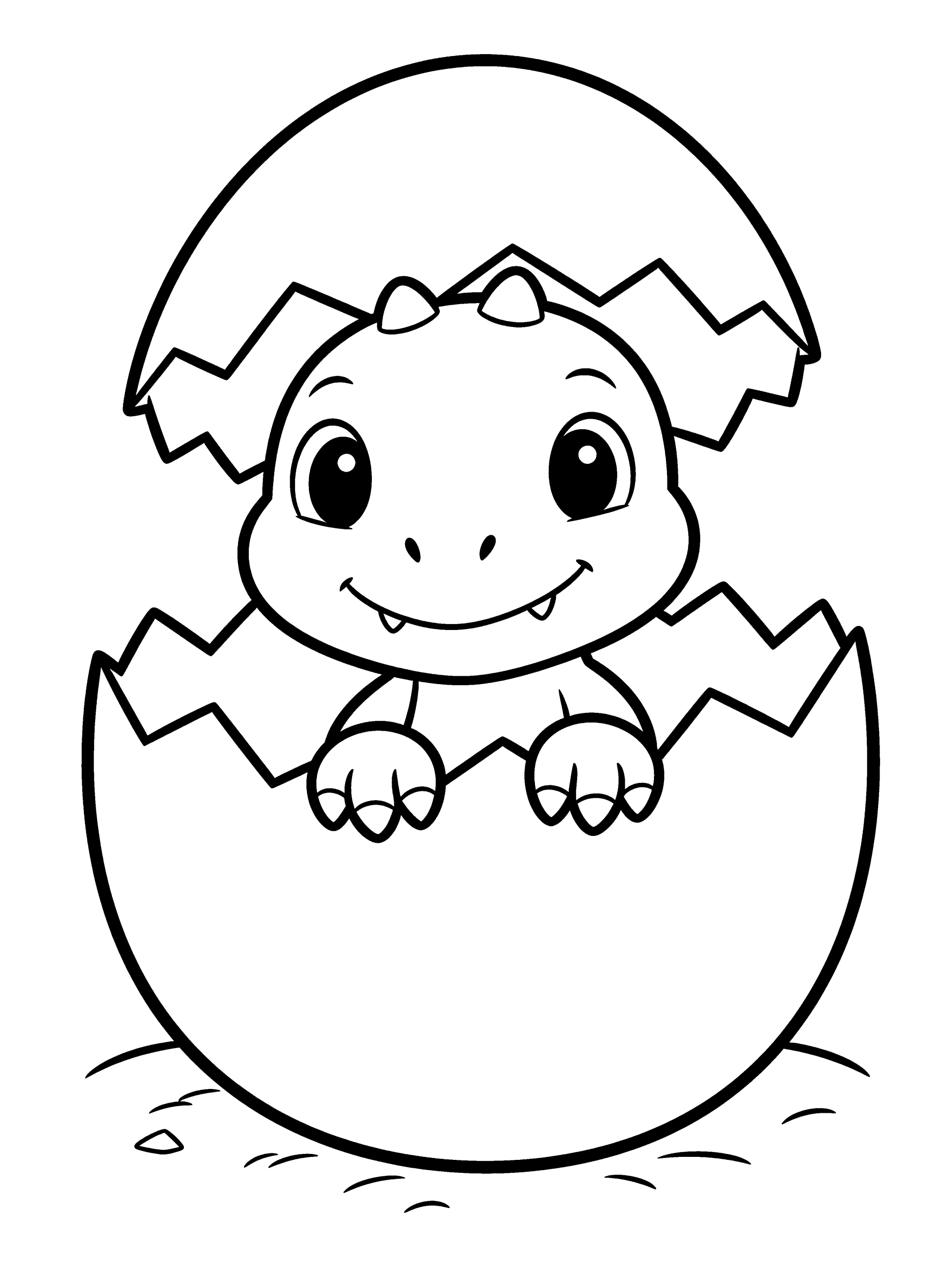 Dinosaur Baby Dinosaur Hatching Coloring Page – free printable black and white line art