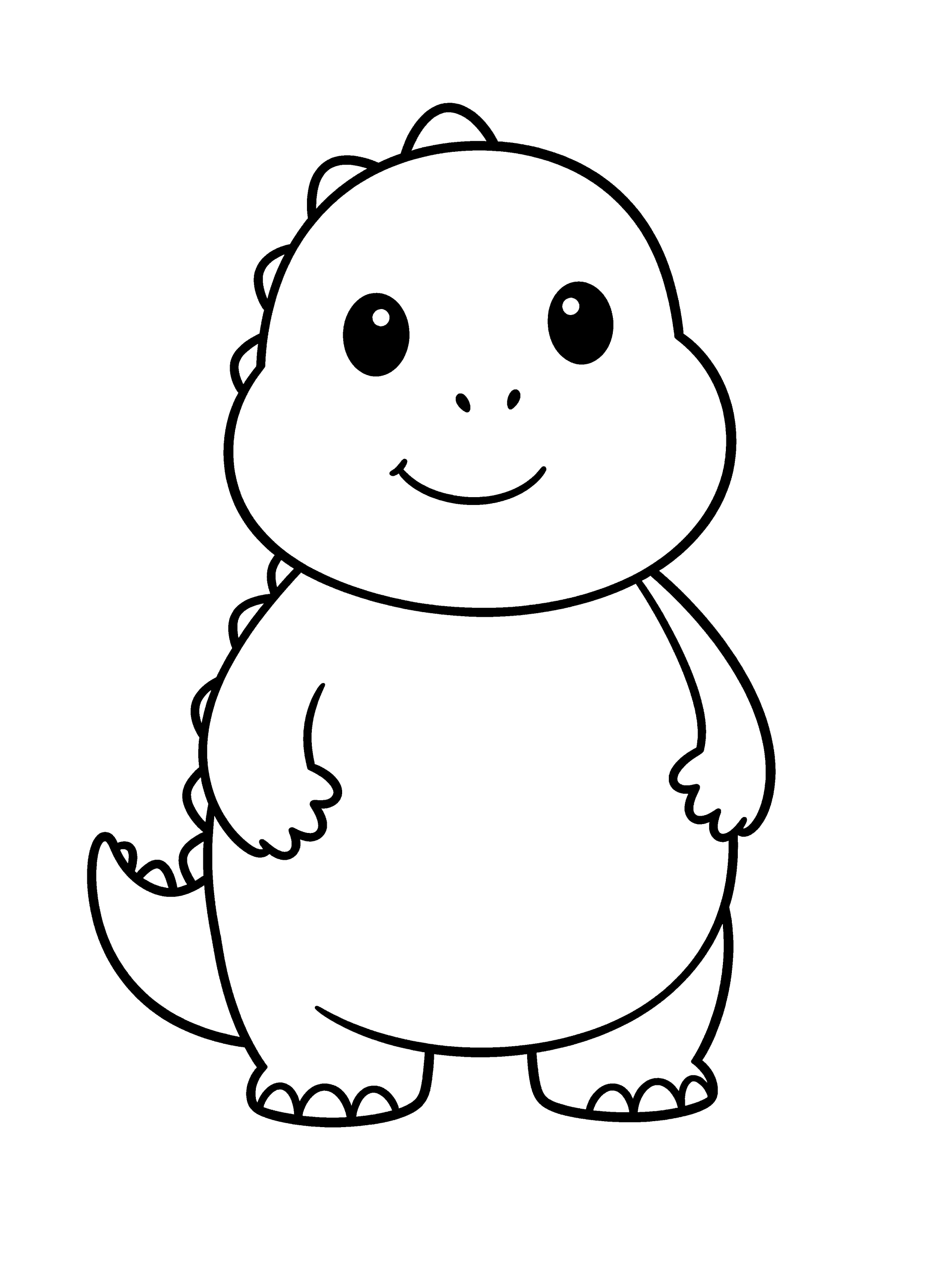 Dinosaur Chubby Cute Dinosaur Coloring Page – free printable black and white line art