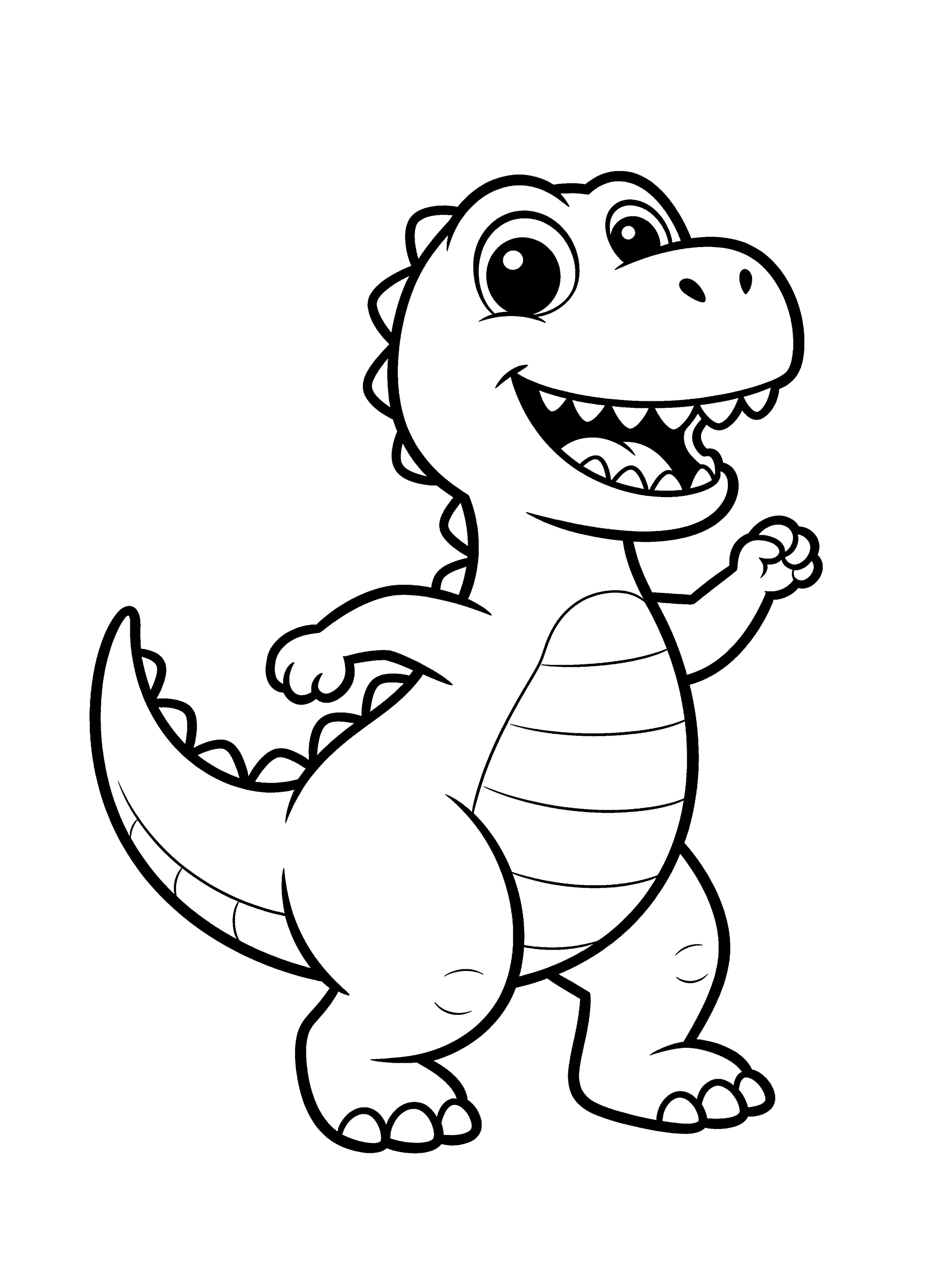Dinosaur Dancing Dinosaur Coloring Page – free printable black and white line art