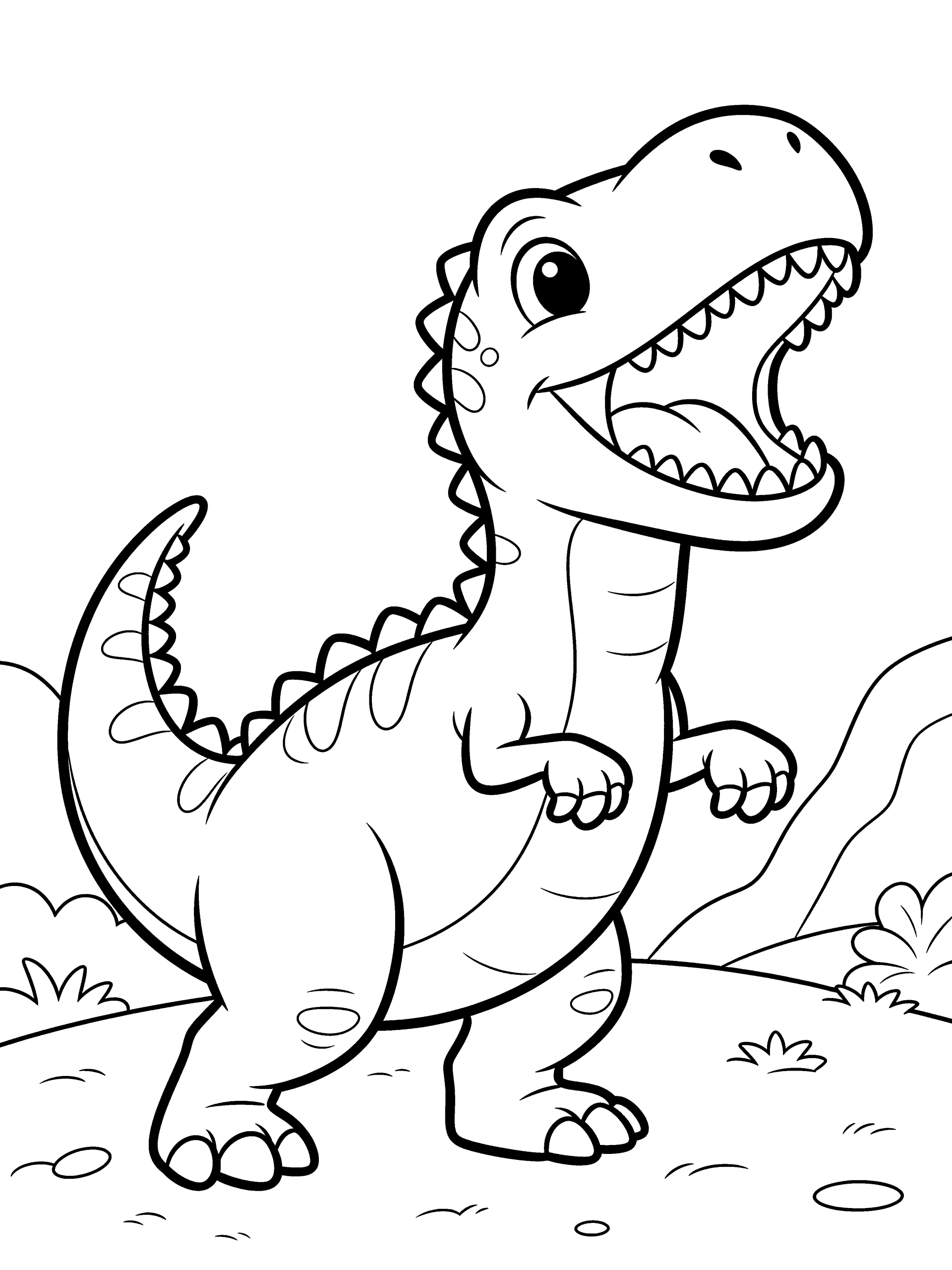 Dinosaur Dinosaur Roaring Gently Coloring Page – free printable black and white line art