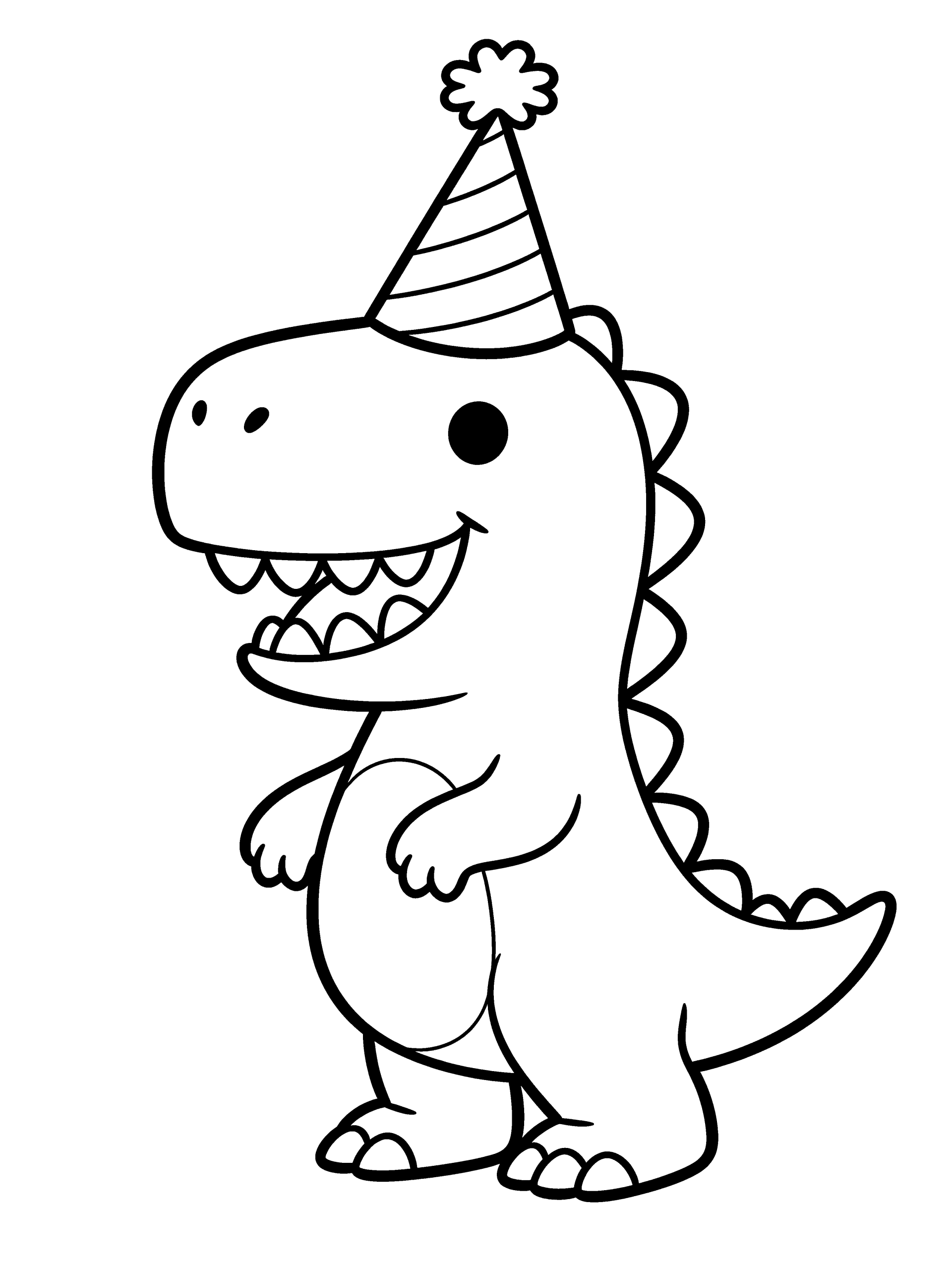 Dinosaur Dinosaur with Party Coloring Page – free printable black and white line art