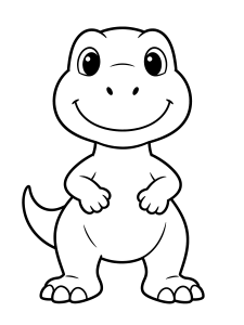 Dinosaur Friendly T Rex Coloring Page – free printable black and white line art