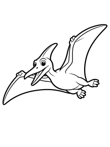 Dinosaur Pterodactyl Flying Coloring Page – free printable black and white line art