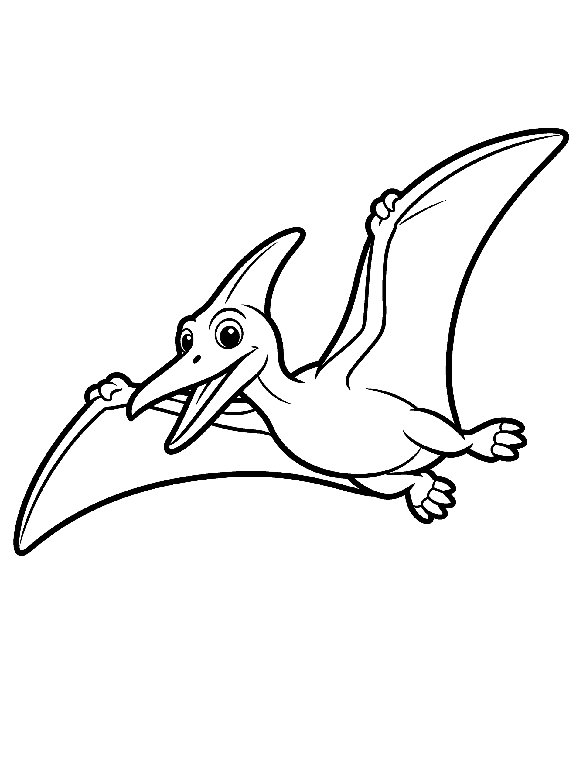 Dinosaur Pterodactyl Flying Coloring Page – free printable black and white line art