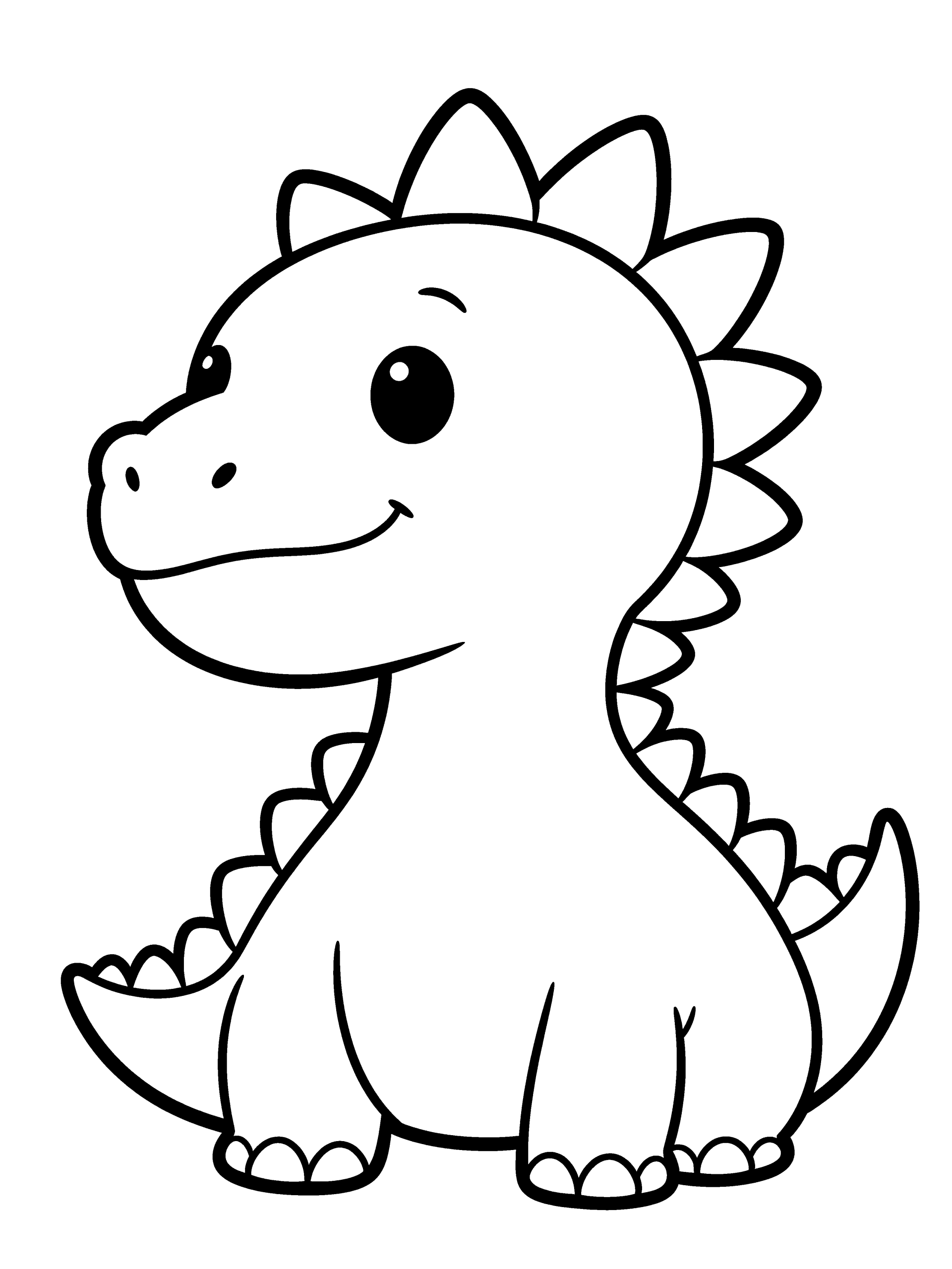 Dinosaur Spiky Dinosaur Coloring Page – free printable black and white line art