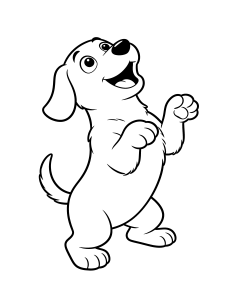 Dog Begging For a Coloring Page – free printable black and white line art