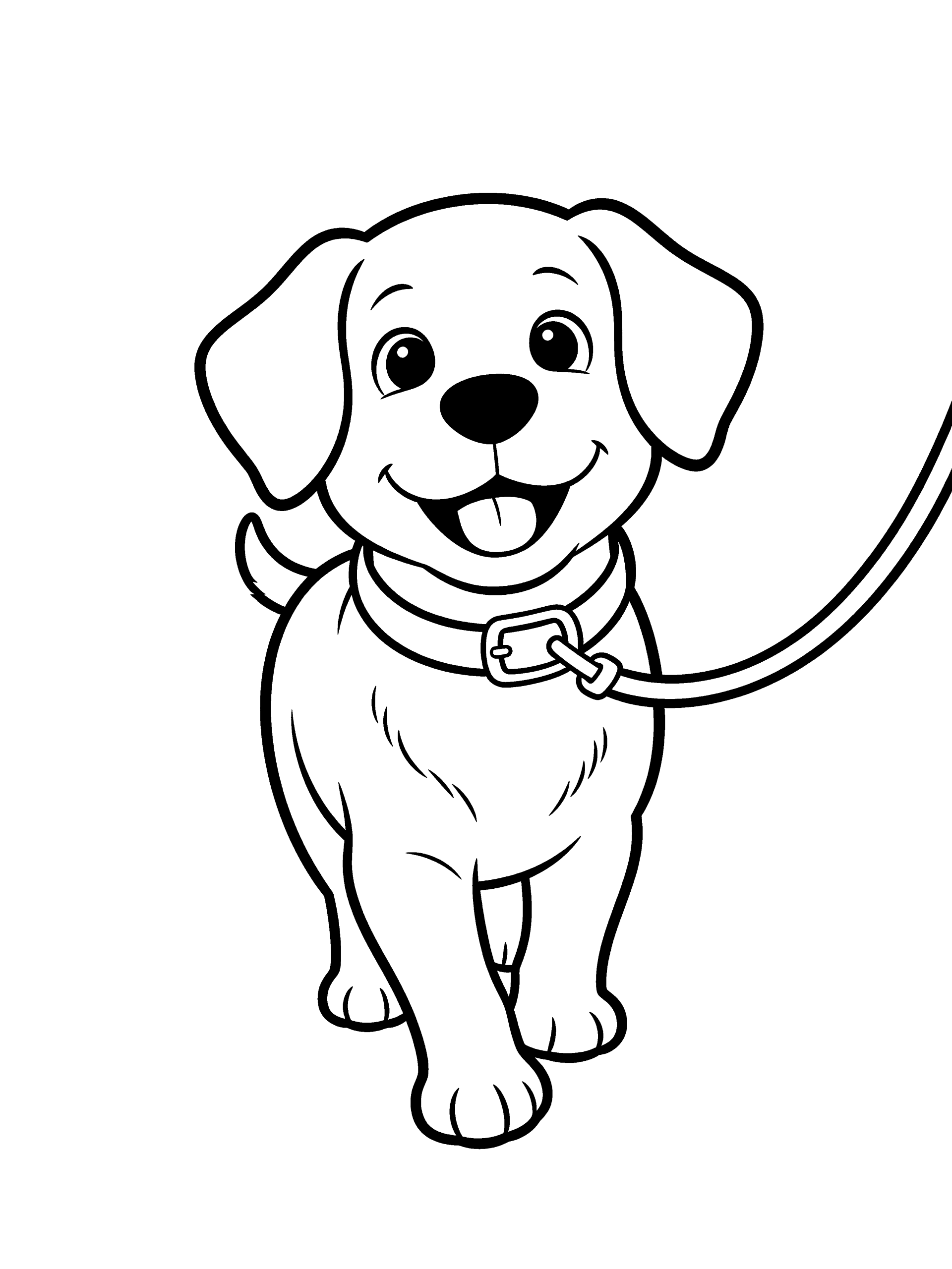 Dog on a Walk Coloring Page – free printable black and white line art