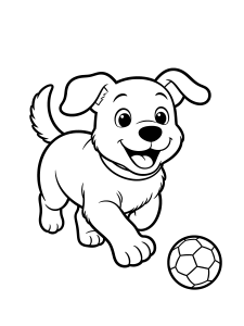 Dog Running with a Coloring Page – free printable black and white line art