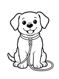 Dog Sitting with a Coloring Page – free printable black and white line art