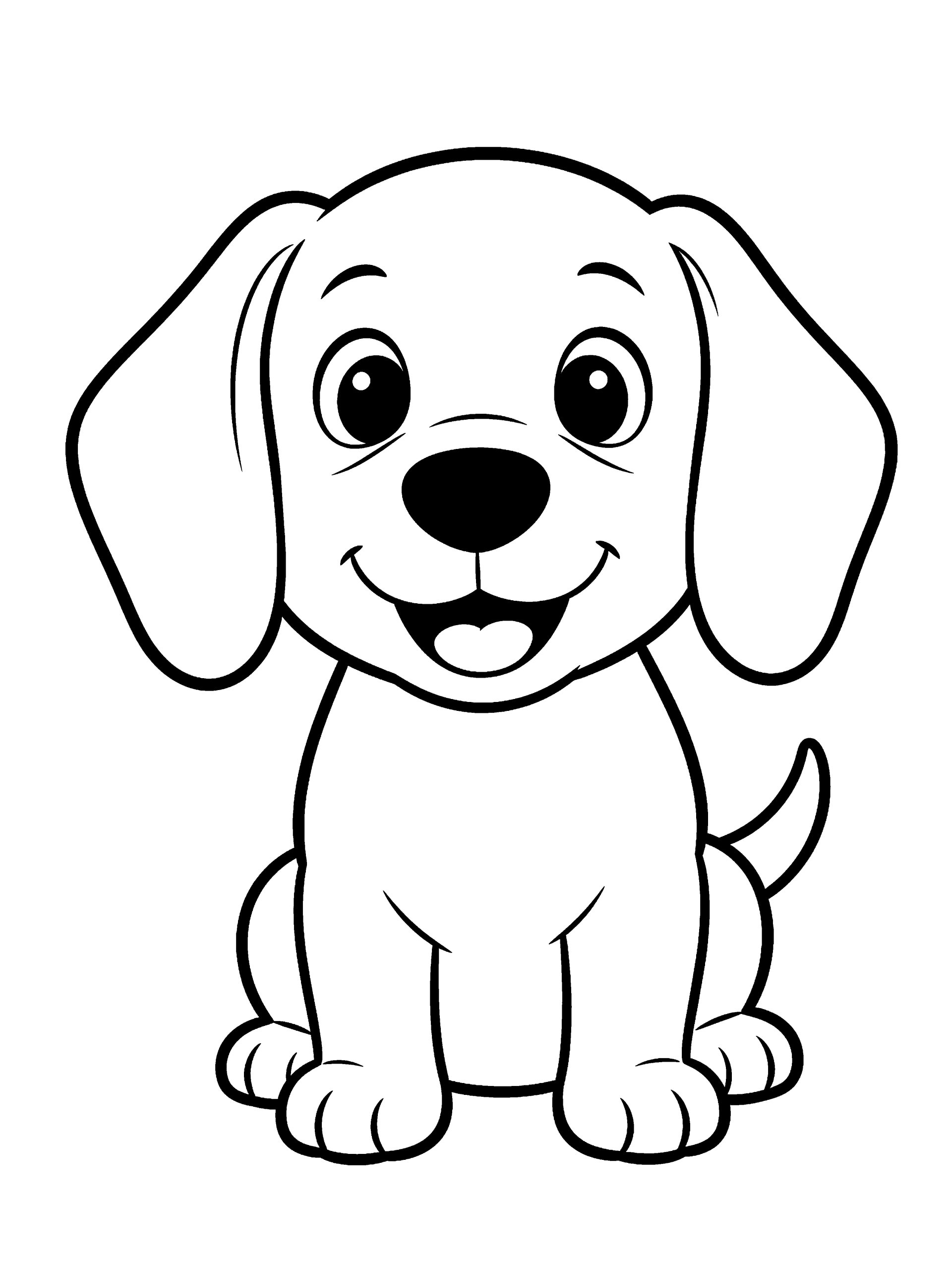 Dog with Floppy Ears Coloring Page – free printable black and white line art