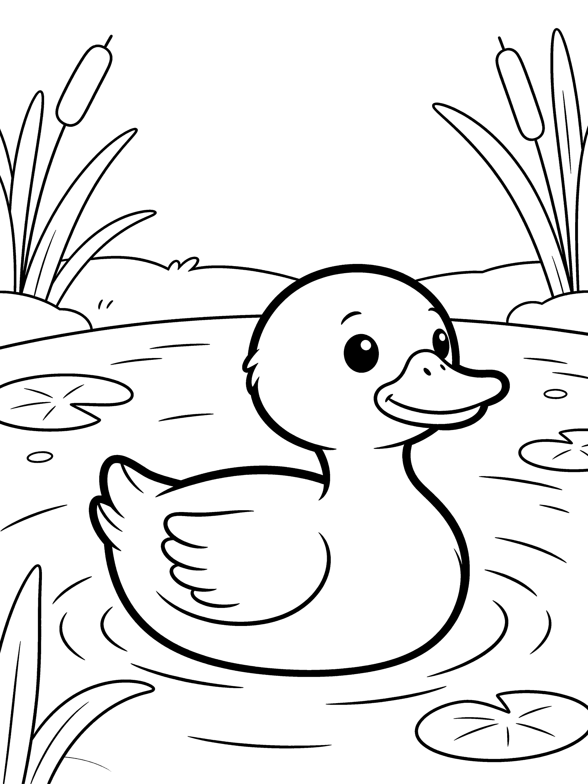 Duck Coloring Page – free printable black and white line art