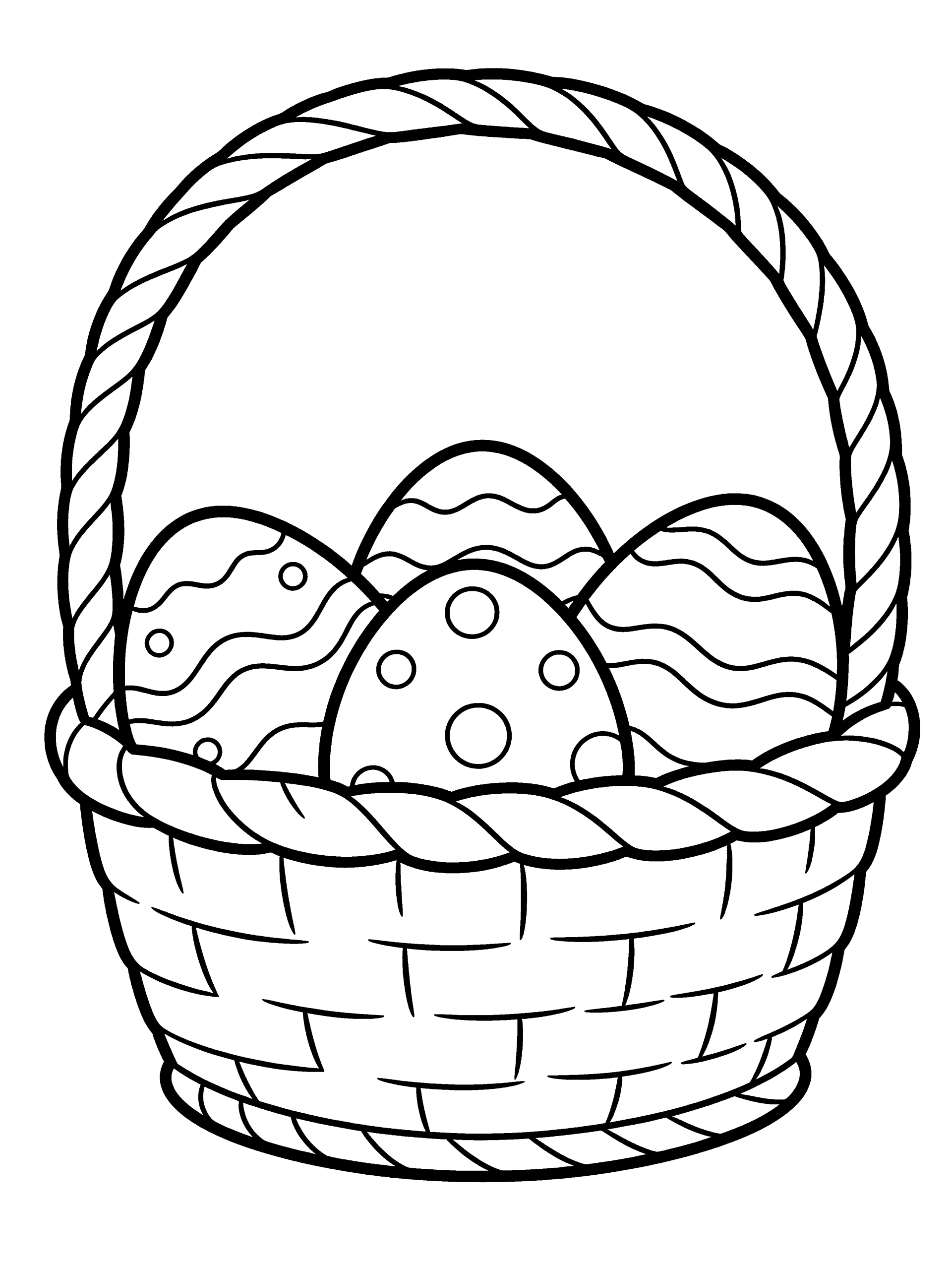 Easter Basket Coloring Page – free printable black and white line art