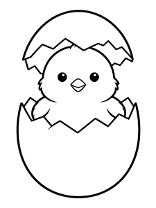 Easter Chick in an Coloring Page – free printable black and white line art