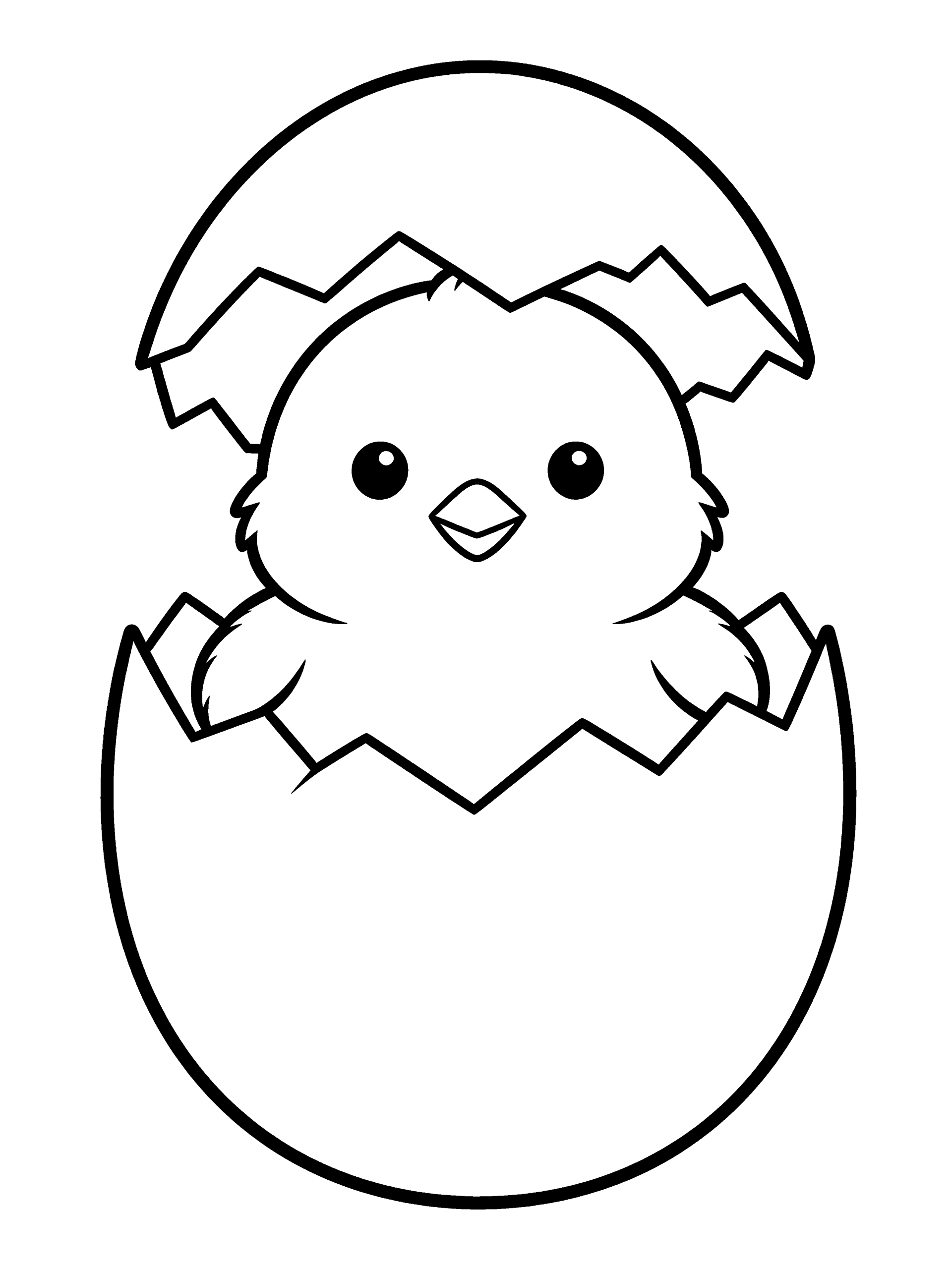 Easter Chick in an Coloring Page – free printable black and white line art