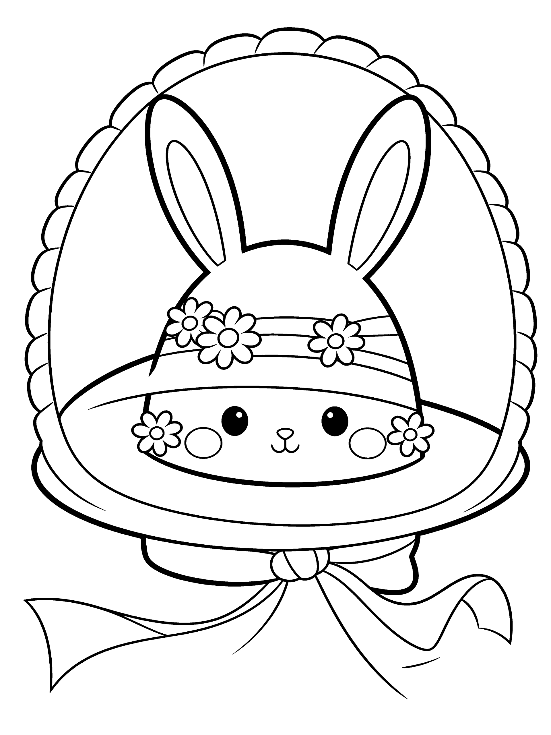 Easter Easter Bonnet Hat Coloring Page – free printable black and white line art