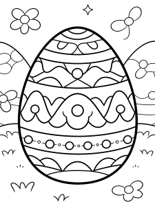 Easter Egg Coloring Page – free printable black and white line art