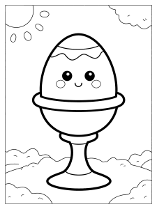 Easter Egg on a Coloring Page – free printable black and white line art