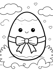 Easter Egg with a Coloring Page – free printable black and white line art