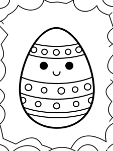 Easter Egg with Patterns Coloring Page – free printable black and white line art