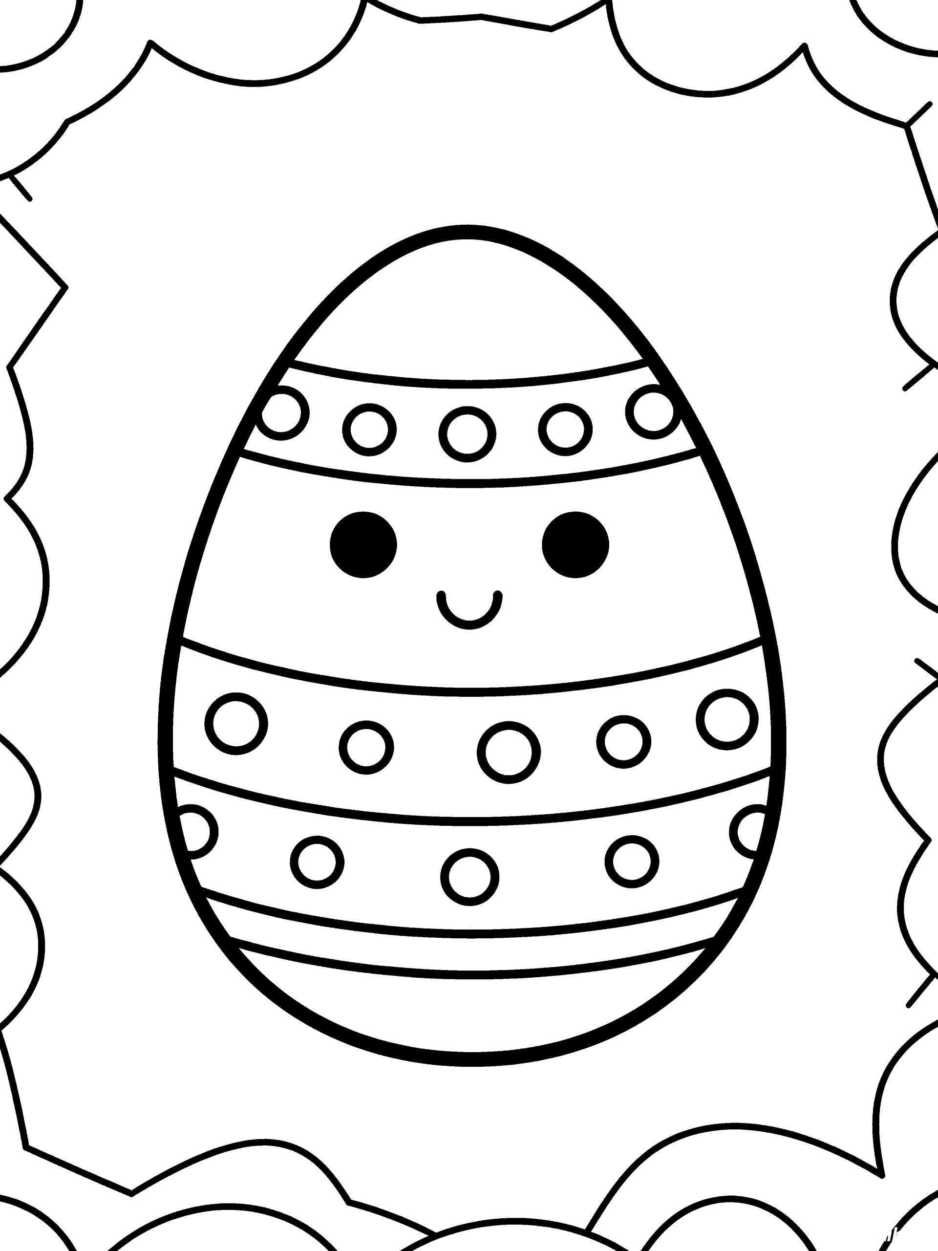 Easter Egg with Patterns Coloring Page – free printable black and white line art