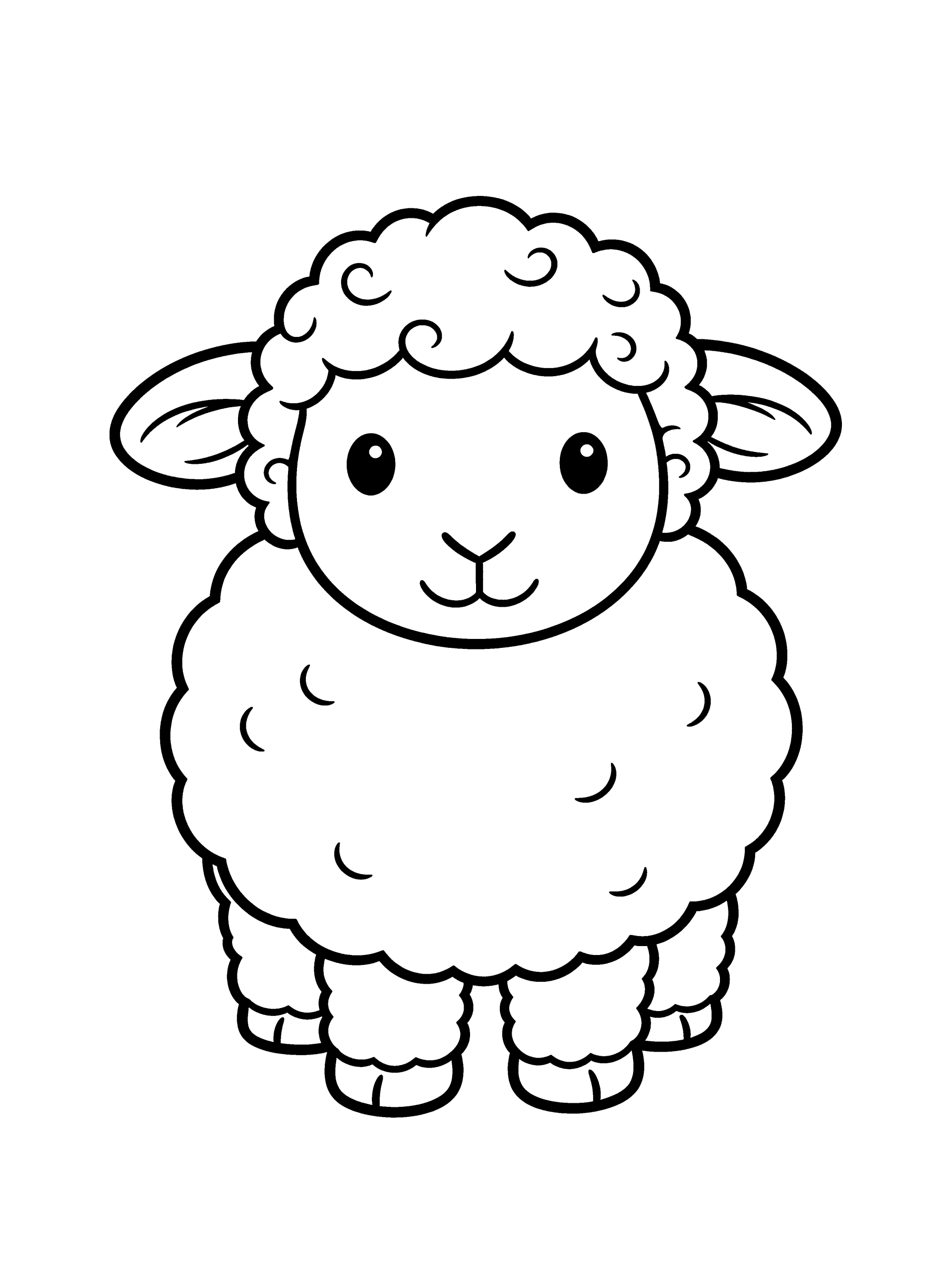Easter Spring Lamb Coloring Page – free printable black and white line art
